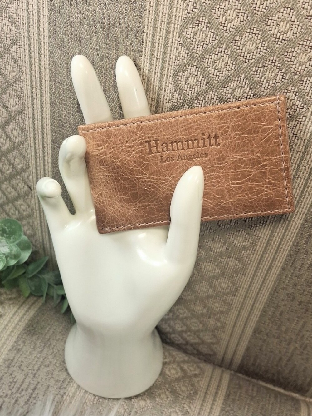Hammitt Tan Distress Textured Leather Card Sleeve